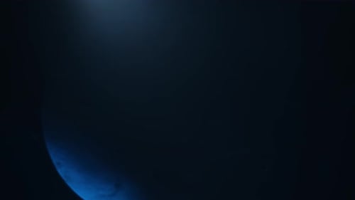 Abstract Dark Background with Blue Orbs of Light