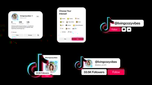 Trendy TikTok Social Media Overlays and Profile UI Elements