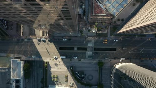 AERIAL: Epic Slow Lowering and Circling Birds Eye View Over Downtown Los Angeles California in