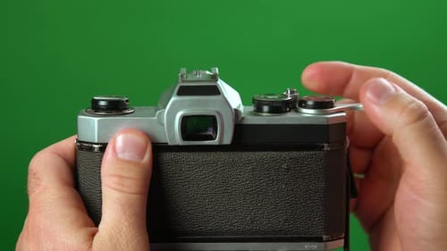 Wintage-Kamera-Fotoshooting auf Greenscreen