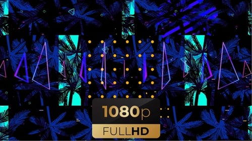 Vibrant Neon Geometric Palm Background Loop
