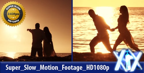 Romantic Couple Running on Beach at Sunset