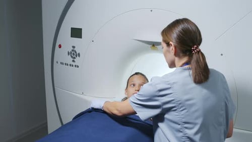 9-Year-Old Girl Doing MRI Procedure
