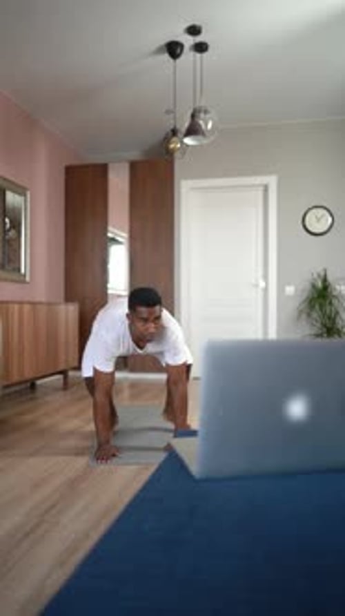 Man Doing Bodyweight Exercise at Home