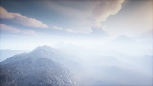 Volcano Crater Landscape with Fog