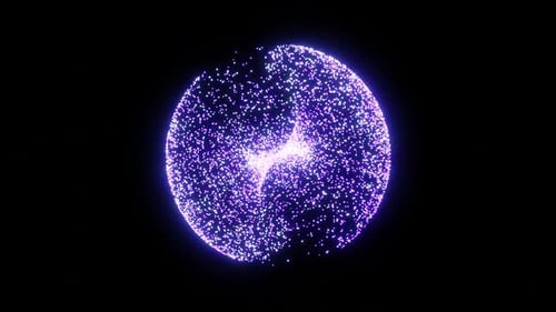 Abstract Purple Glowing Particle Sphere Rotation