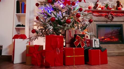 Christmas Presents Under a Decorated Christmas Tree