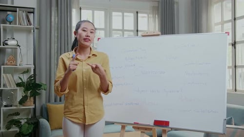 Young Woman Teaching English Grammar Lesson at Home