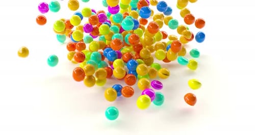 Dynamic Cascade of Glossy Colorful Spheres Animation