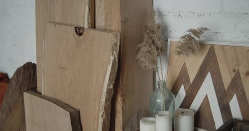 Rustic Decor Featuring Wood and Candles in Home