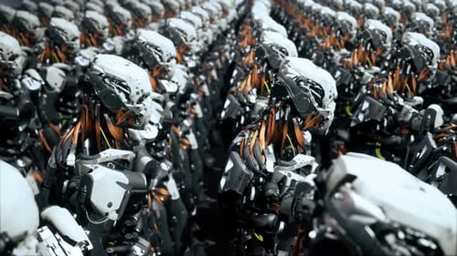 Futuristic Robot Army Marching