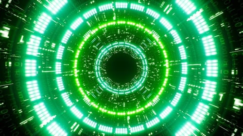 Glowing Green Light Matrix Tunnel Loop