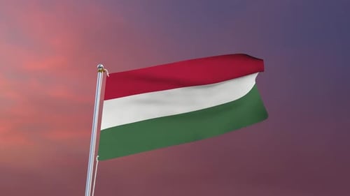 Hungary National Flag Waving in Realistic 3D Animation