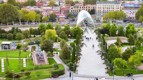 People Walking Around Park Time Lapse