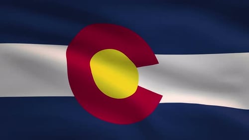 Colorado State Flag Waving with Realistic Fabric Texture