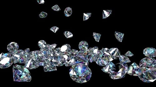 Falling Sparkling Diamonds Scatter and Pile Up