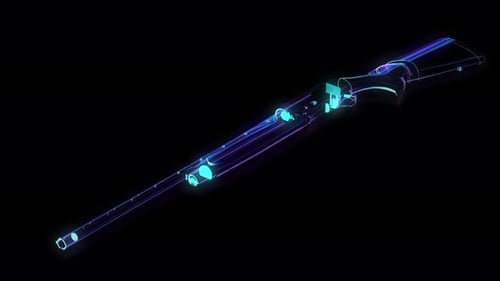 Futuristic Neon Shotgun Digital Scan Animation