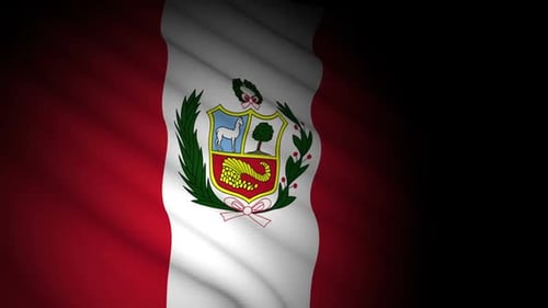 Animated Peru National Flag with Realistic Fabric Movement