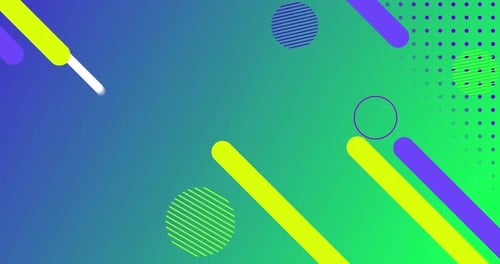 Animation of abstract shapes moving against green background