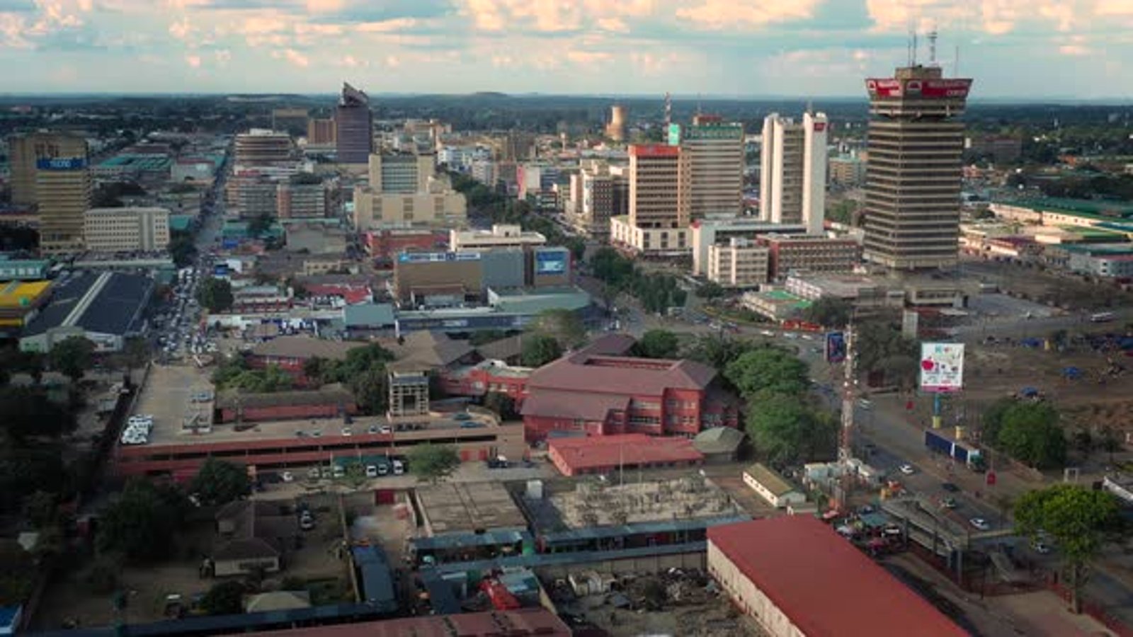 Aerial Of Lusaka The Capital City Of Zambia In Southern Africa 4K aerial-of-lusaka-the-capital-city-of-zambia-in-southern-africa-4k
