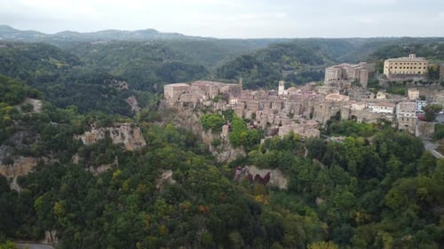 Sorano Medieval Town in Tuscany Aerial View