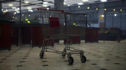 Empty Closed Supermarket Due Covid19 Coronavirus Epidemic