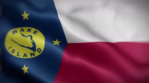 Realistic Wake Island Flag Waving in Wind Seamless Loop