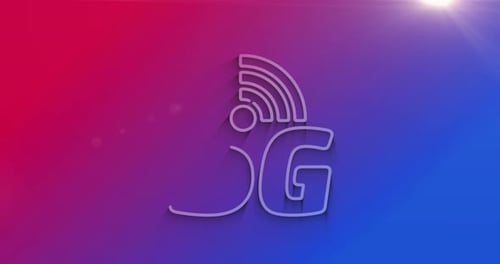 Animated 5G Network Icon Reveal with Gradient Background