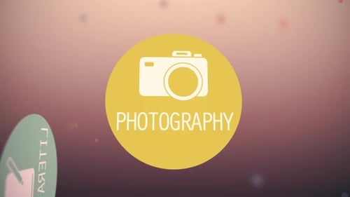 Animated Flat Design Icons for Arts and Creative Categories