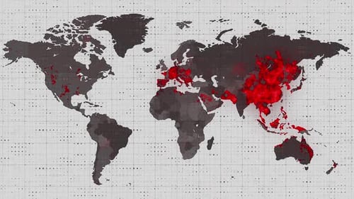 Digital World Map Red Spread Data Visualization
