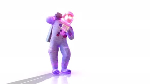 Dancing Astronaut Character with Glowing Futuristic Suit Animation