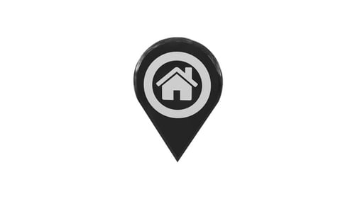 Rotating 3D Location Pin with House Icon