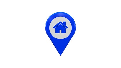 3D Home Location Pin Icon Rotating