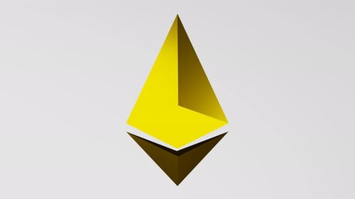 Animated 3D Geometric Cryptocurrency Symbol Loop