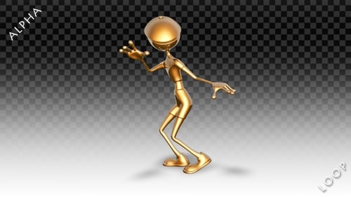 3D Gold Man - Dance Twist de dessin animé