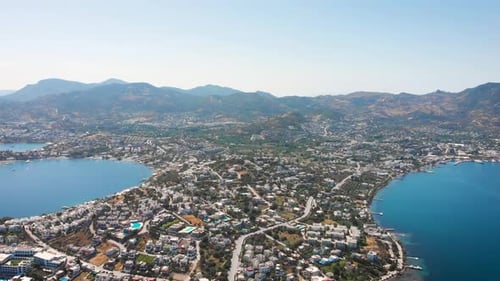 Bird Eye View of the City with Hotels and White Houses Onthe Ocean Coast at Noon