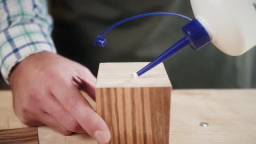 Close Up of Carpenter's Hands Making Wooden Gift Box He Wants To Sell His Diy Ecommerce