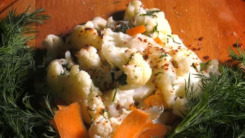 Fresh Cooked Cauliflower Florets with Dill and Carrot