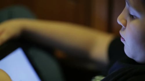 Young Boy Using Tablet Device Indoors
