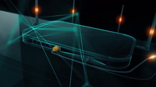 Futuristic Digital Network Connection and Data Flow