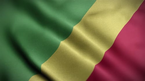 Republic of the Congo Flag Realistic Waving Loop Animation