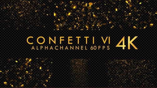 Golden Confetti Falling and Bursting Alpha Channel Overlay