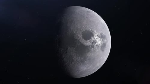 Realistic 3D Moon Rotation Loop in Starry Space