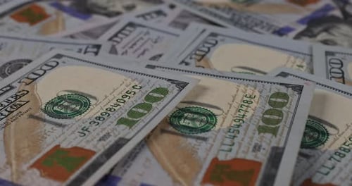 Close Up of Pile of Hundred Dollar Bills