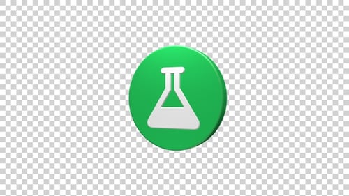 Animated 3D Science Flask Icon Loop