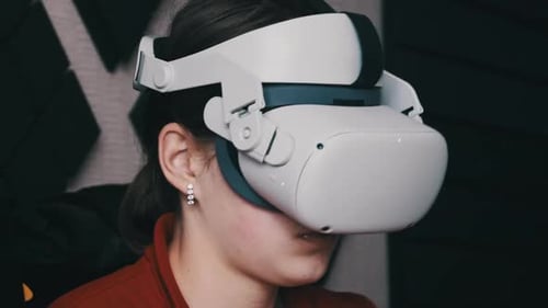 Young Woman Wearing a Virtual Reality Headset