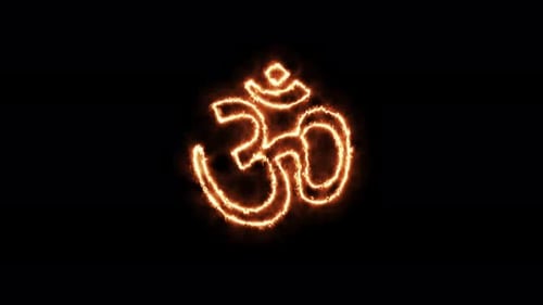 Fiery Glowing Om Symbol Looping Animation