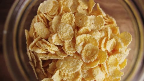 Corn Flakes Muesli Texture Top View Oatmeal Granola Closeup Cooking Cereals for Morning Breakfast