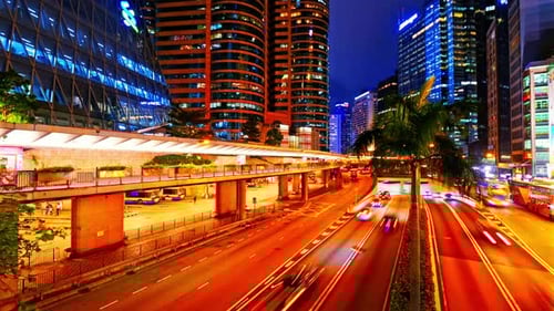Time lapse beautiful architecture building of hong kong cityscape