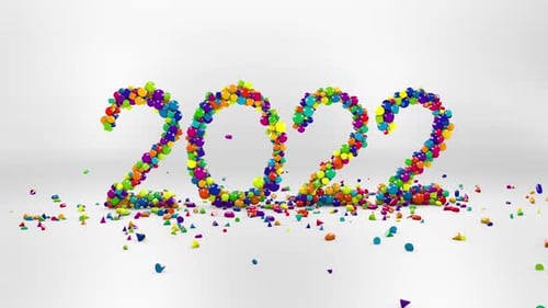 Colorful 3D Shapes Form 2022 New Year Animation
